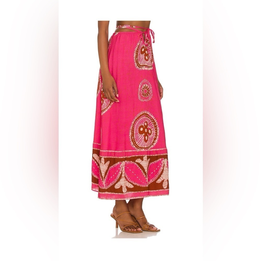 House of Harlow 1960 Bohemian Midi Skirt Cotton Pink Print Size Small Boho Beach